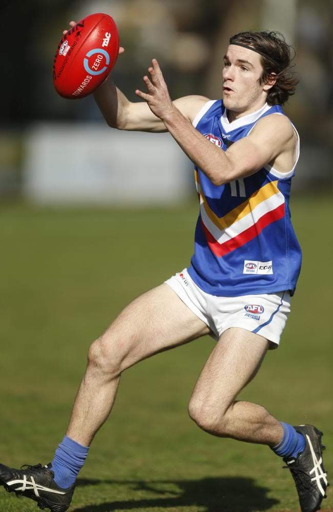 Mitch Mellis from Boronia Hawks in action with Eastern Ranges in 2018. (Picture: Thanks to Valeriu Campan & Herald-Sun)